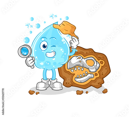 soda water archaeologists with fossils mascot. cartoon vector