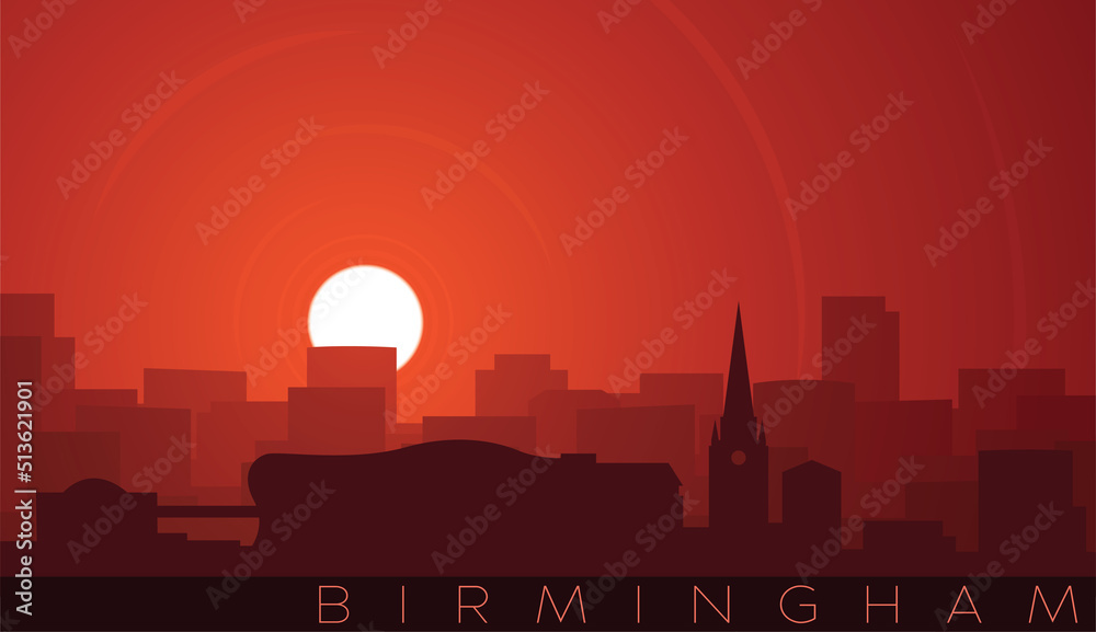 Birmingham Low Sun Skyline Scene
