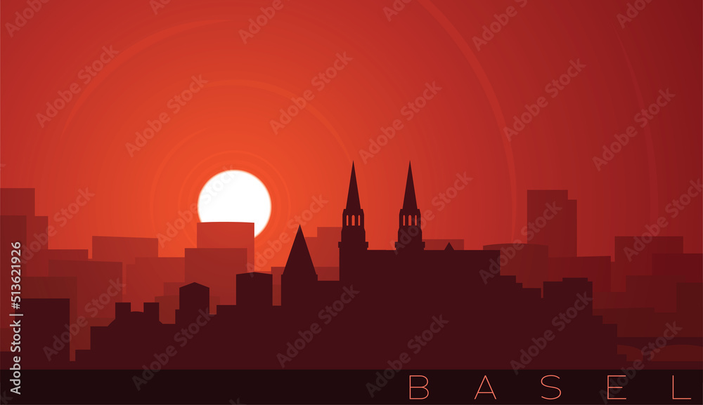 Basel Low Sun Skyline Scene