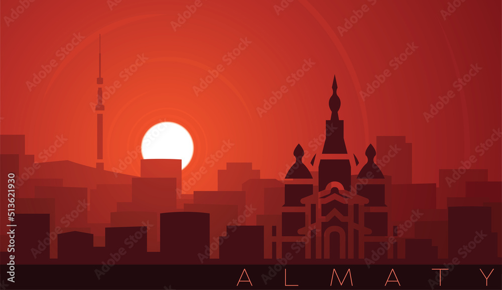 Almaty Low Sun Skyline Scene