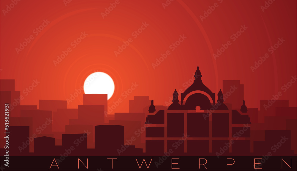 Antwerp Low Sun Skyline Scene