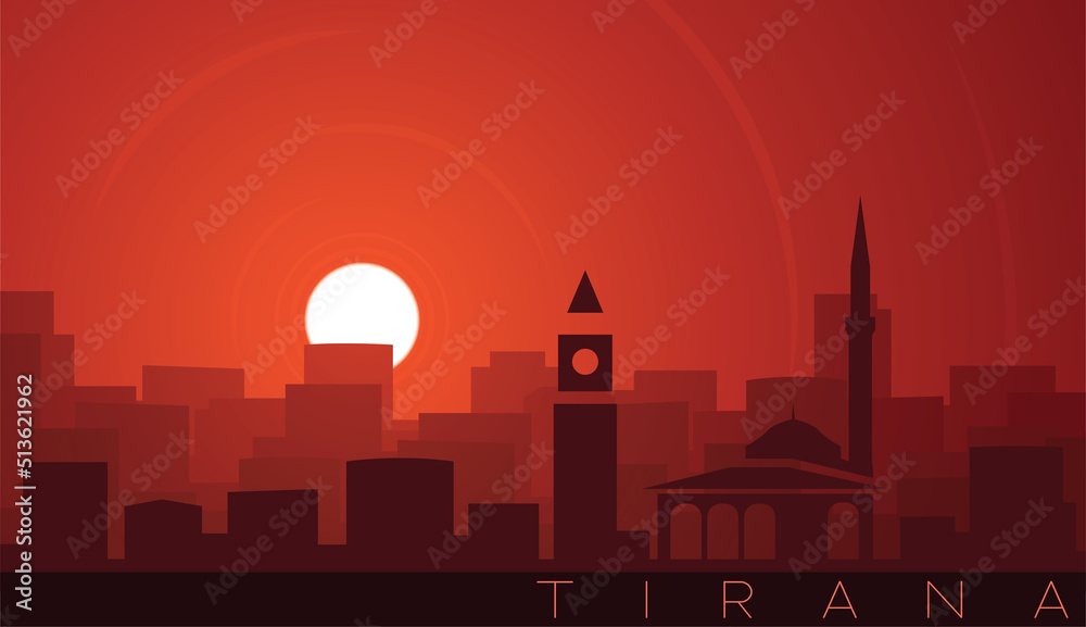 Tirana Low Sun Skyline Scene Tirana Low Sun Skyline Scene