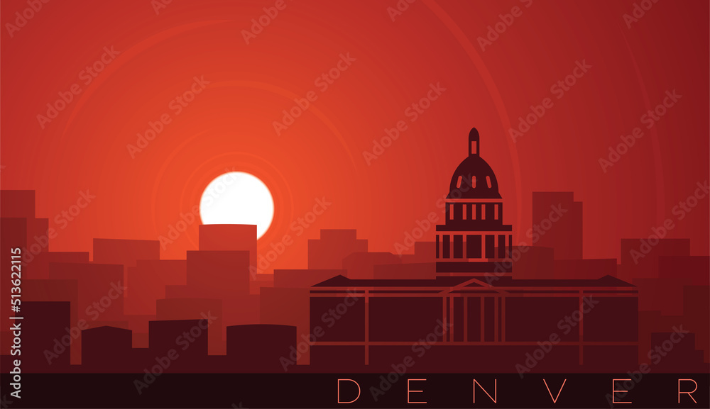 Denver Low Sun Skyline Scene