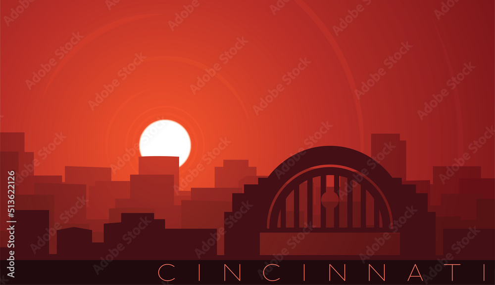 Cincinnati Low Sun Skyline Scene