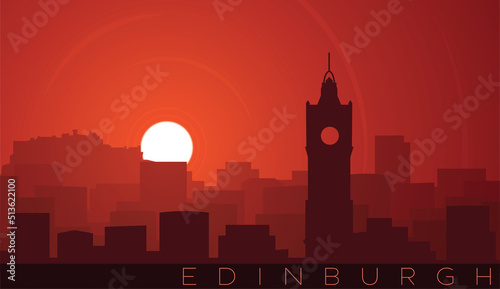 Edinburgh Low Sun Skyline Scene