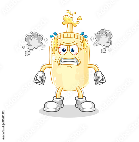 mayonnaise very angry mascot. cartoon vector
