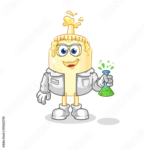 mayonnaise scientist character. cartoon mascot vector