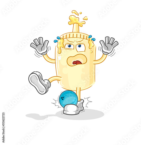 mayonnaise hiten by bowling cartoon. cartoon mascot vector