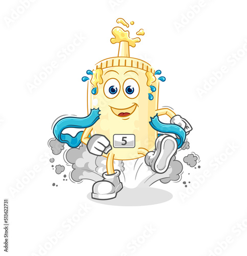 mayonnaise runner character. cartoon mascot vector