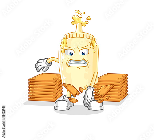 mayonnaise karate mascot. cartoon vector