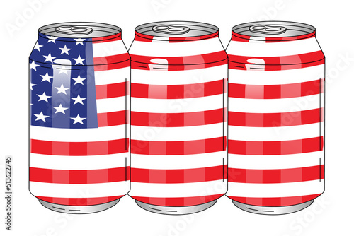 4th of July Patriotic Beer Cans with American Flag
