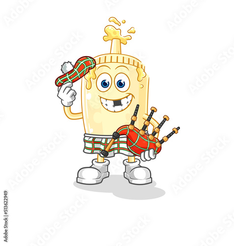 mayonnaise scottish with bagpipes vector. cartoon character