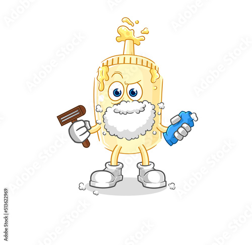 mayonnaise shave facial hair vector. cartoon character