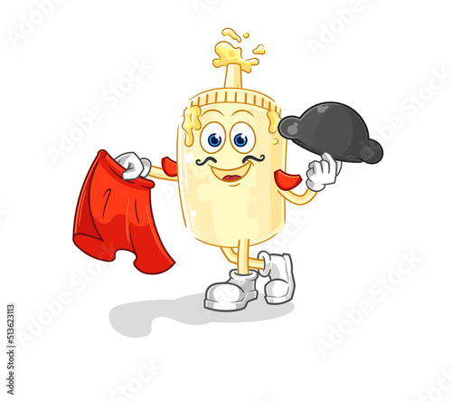mayonnaise matador with red cloth illustration. character vector