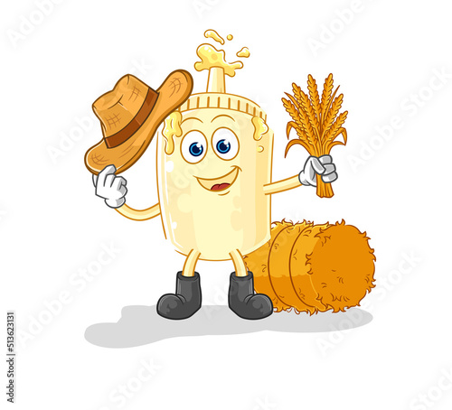 mayonnaise farmer mascot. cartoon vector