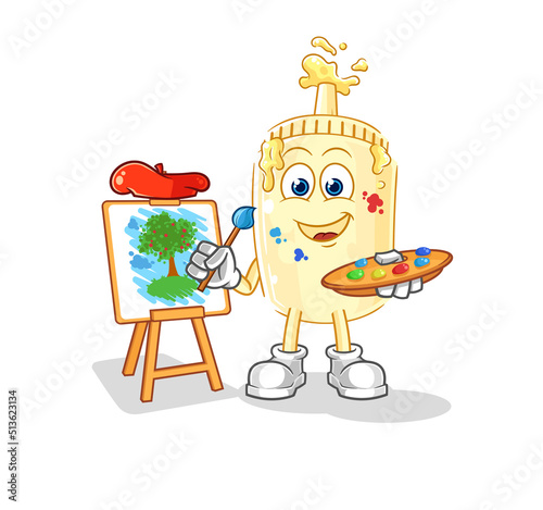 mayonnaise artist mascot. cartoon vector