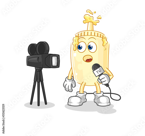 mayonnaise tv reporter cartoon. cartoon mascot vector