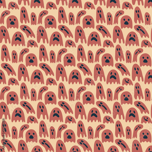 Spook bogey ghost seamless pattern for halloween textile design, eps 10