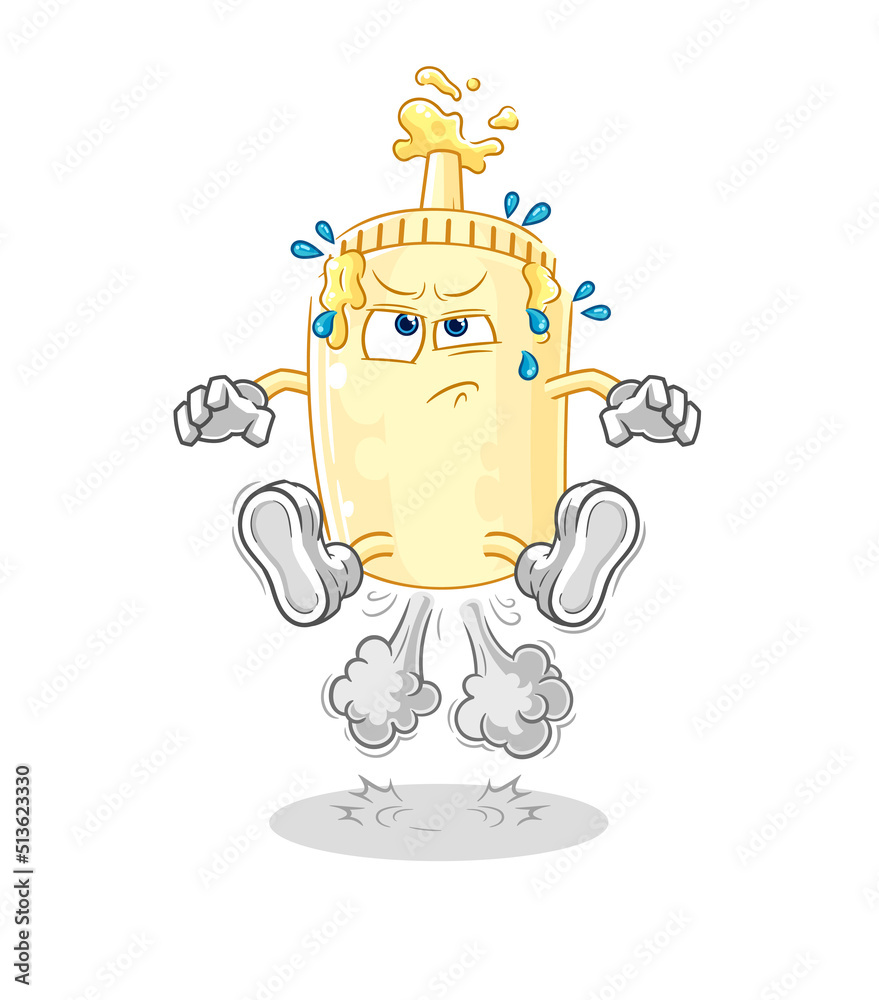 mayonnaise fart jumping illustration. character vector mayonnaise fart jumping illustration. character vector