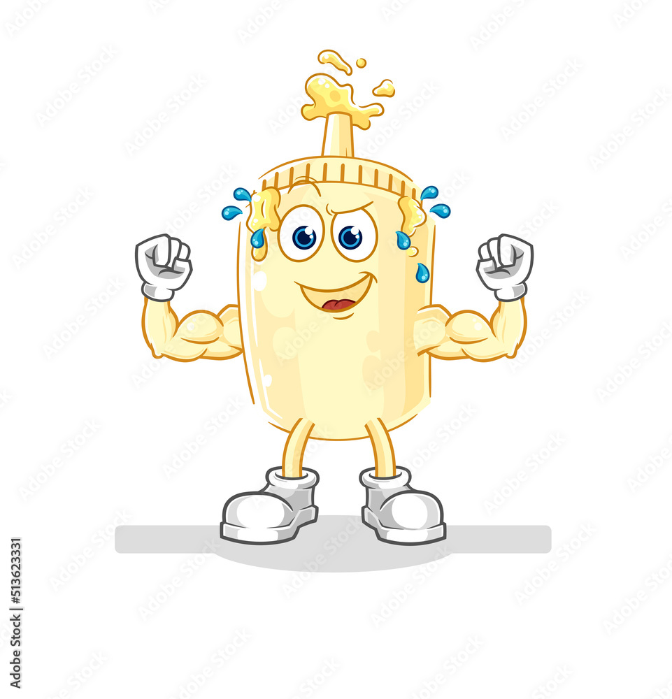 mayonnaise muscular cartoon. cartoon mascot vector