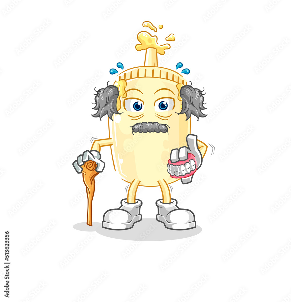 mayonnaise white haired old man. character vector