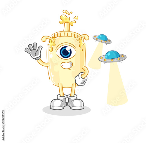 mayonnaise alien cartoon mascot vector