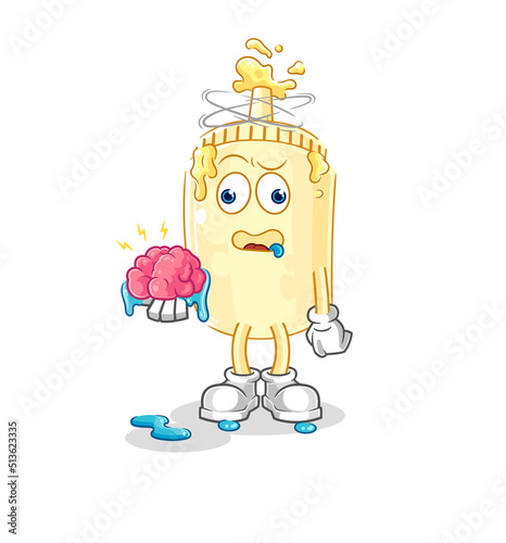 mayonnaise no brain vector. cartoon character