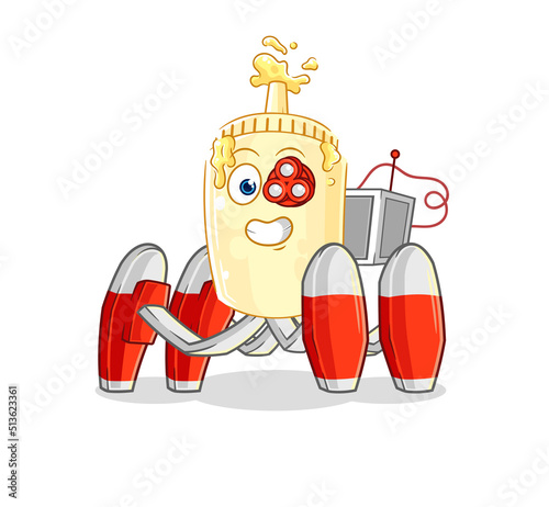 mayonnaise future robot vector. cartoon character