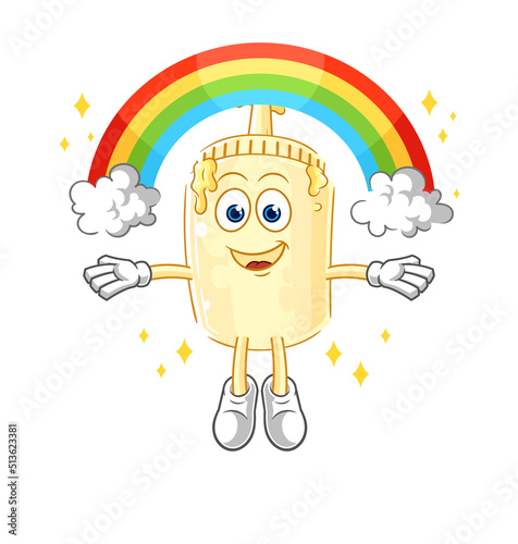 mayonnaise with a rainbow. cartoon vector