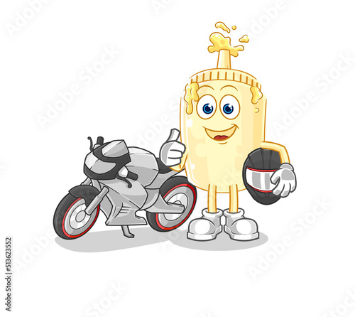 mayonnaise racer character. cartoon mascot vector