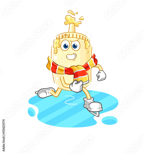 mayonnaise ice skiing cartoon. character mascot vector