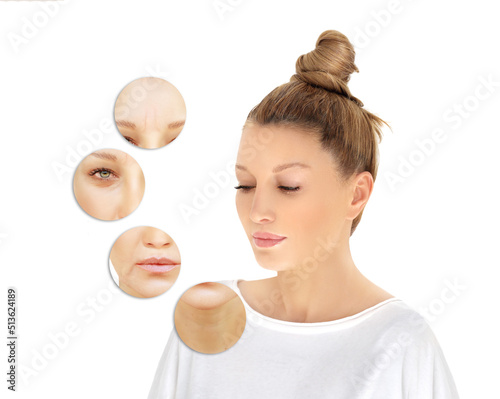Ageing skin ,internal and external causes of skin aging, signs of skin aging photo