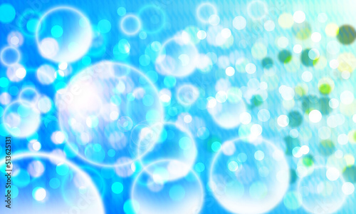 Blue, white, blue, bubbles, blurred background, white circles, clear bubbles, small and large circles interspersed perfectly.
