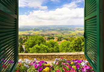 Acrylglasbilder Toskana Fensterblick auf San Gimignano  © Kirk Fisher