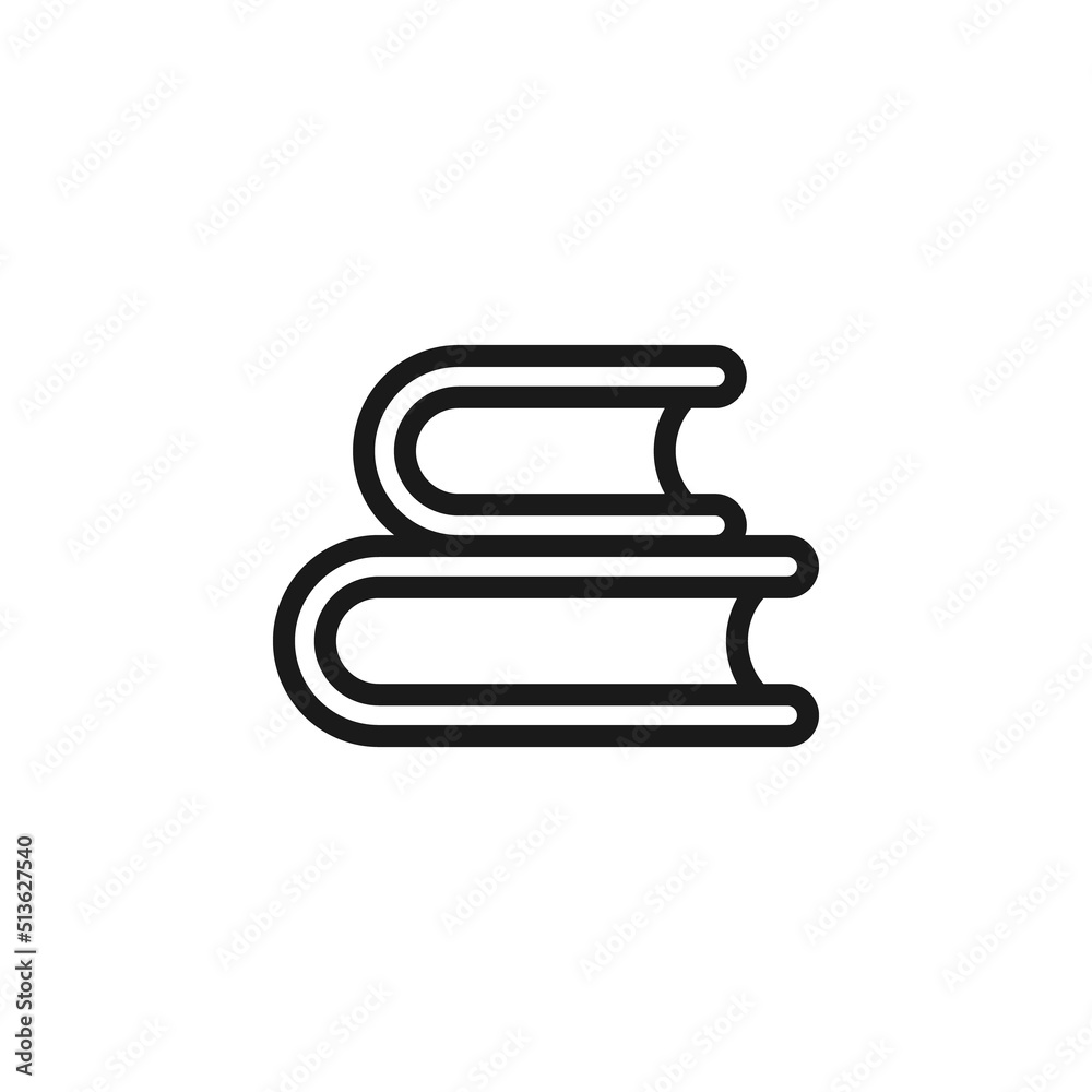 Science and education sign. Minimalistic monochrome vector symbol. Suitable for adverts, sites, articles, books. Vector line icon of stack of books Science and education sign. Minimalistic monochrome vector symbol. Suitable for adverts, sites, articles, books. Vector line icon of stack of books