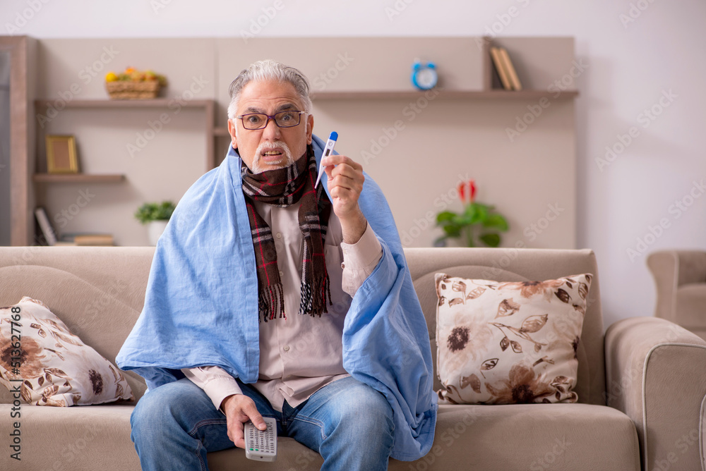 Old man suffering at home Old man suffering at home