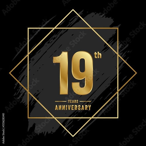 19 Years Anniversary Celebration Vector Template Design Illustration	