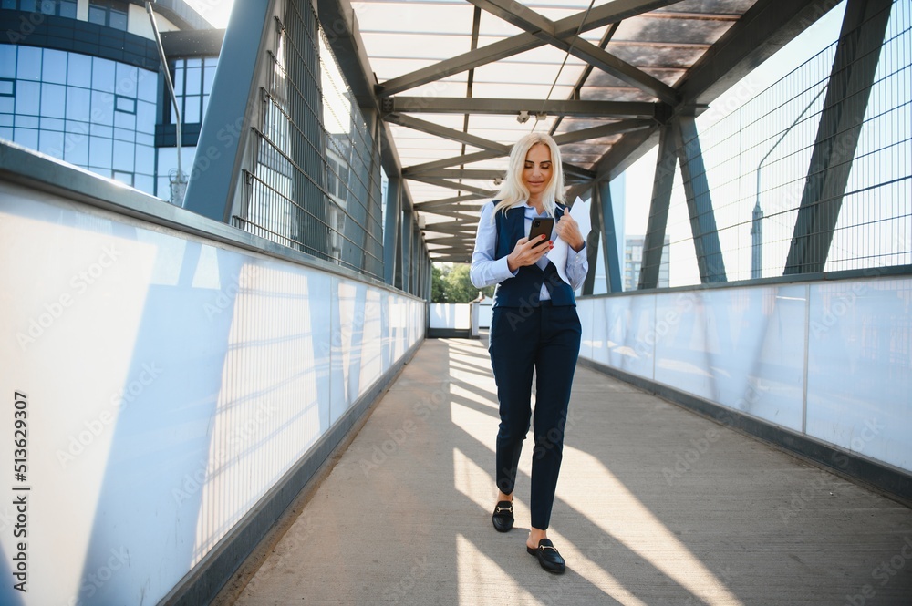 Business Women Style. Woman Going To Work. Portrait Of Beautiful Female In Stylish Office. Business Women Style. Woman Going To Work. Portrait Of Beautiful Female In Stylish Office.