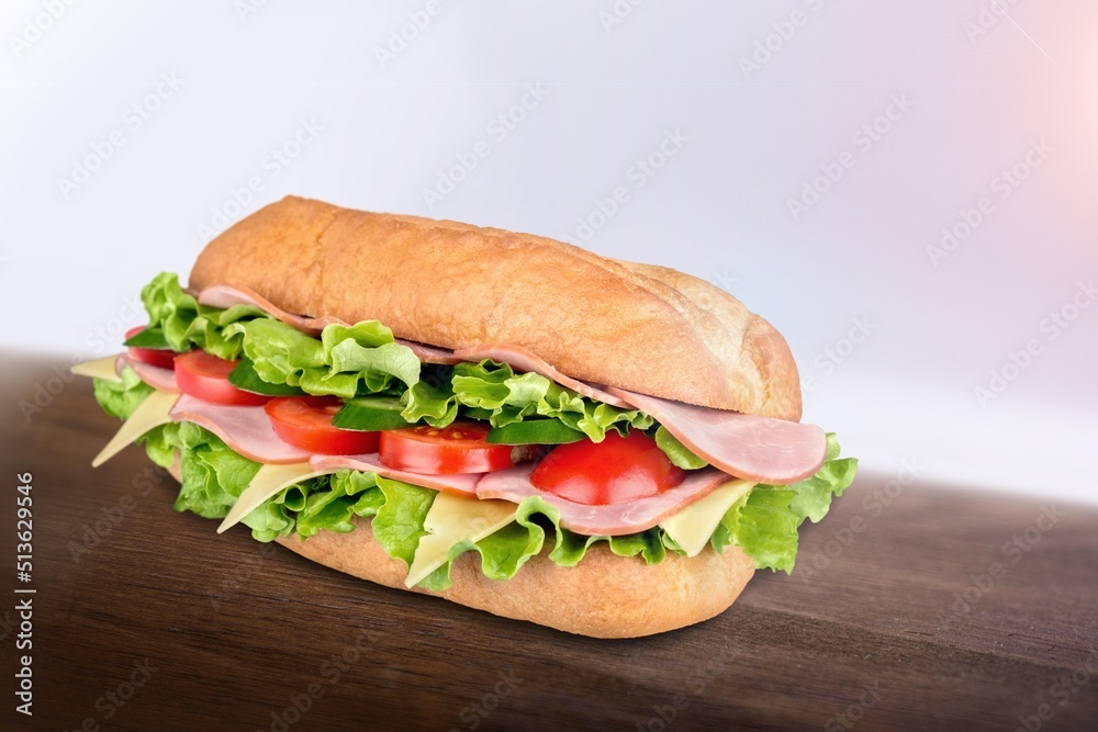 Tasty fast food snack in flatbread on the desk