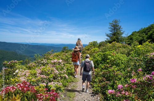 Fotografia Family hiking on summer vacation trip