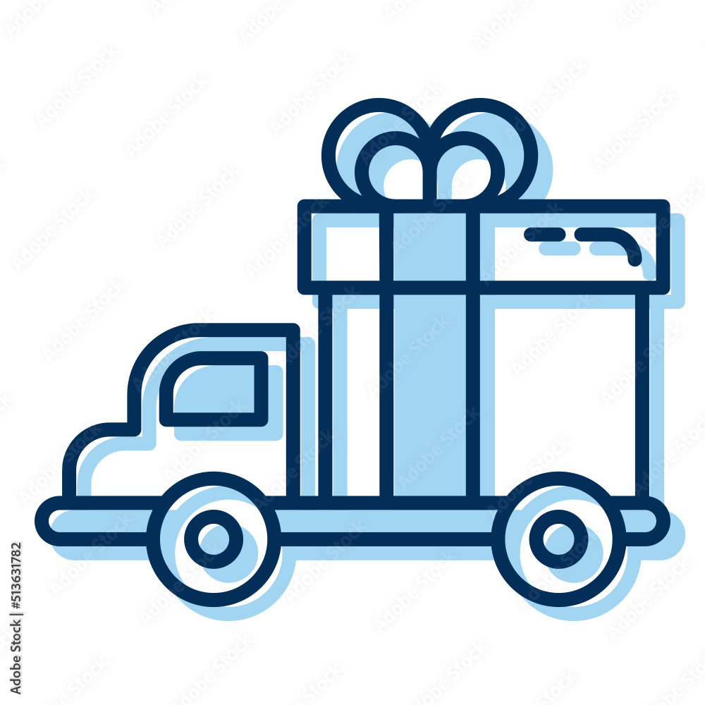 truck and gift box icon on transparent background truck and gift box icon on transparent background