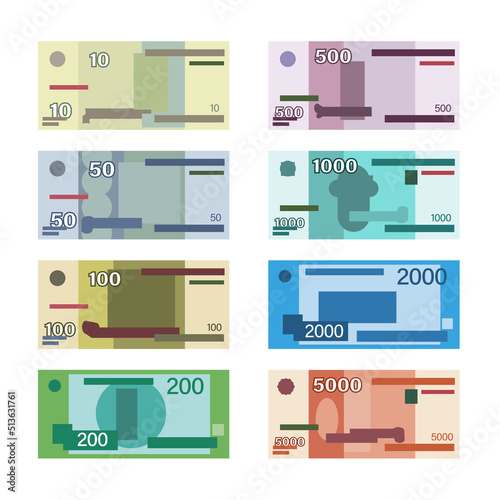 Russian money. Ruble banknote. Flat design vector illustration