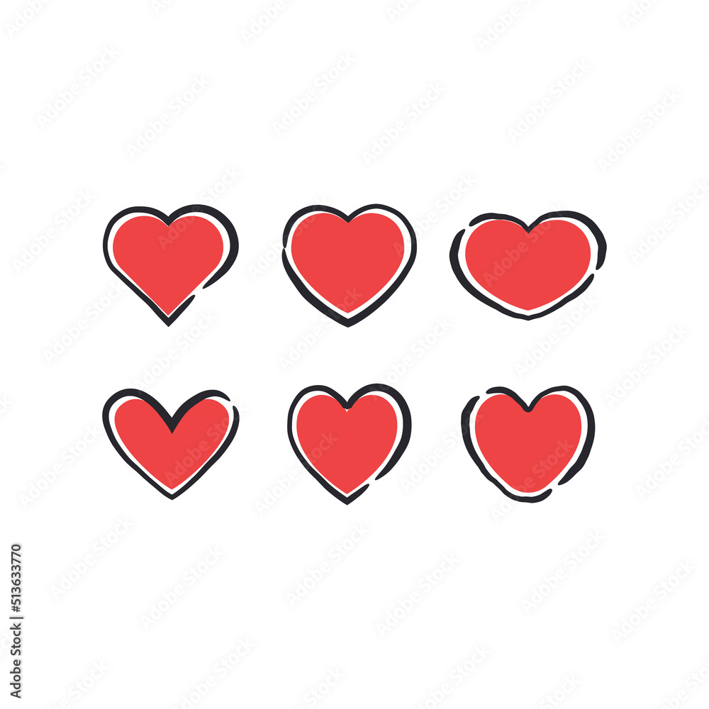Heart doodles. Hand drawn hearts. Valentine's day love illustrations. Heart doodles. Hand drawn hearts. Valentine's day love illustrations.