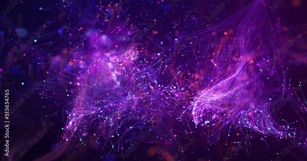 Artificial Intelligence Network Data Flowing Inside Of Optical Fibers. Electrical Signals Flowing Inside Of Complex Network. Technology Related 3D Animation.
