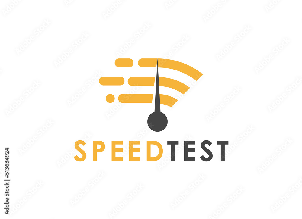 Speed Test Logo. Geometric Shape Wi-fi internet Connection with Speed or Fast Symbol. Suitable for Technology, Business and Branding Logos. Flat Vector Design Template Element - obrazy, fototapety, plakaty 
