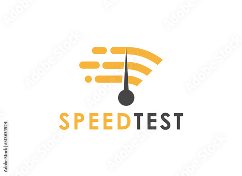 Speed Test Logo. Geometric Shape Wi-fi internet Connection with Speed or Fast Symbol. Suitable for Technology, Business and Branding Logos. Flat Vector Design Template Element