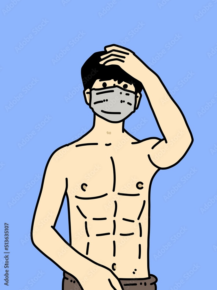 Fototapeta premium cute man cartoon on blue background