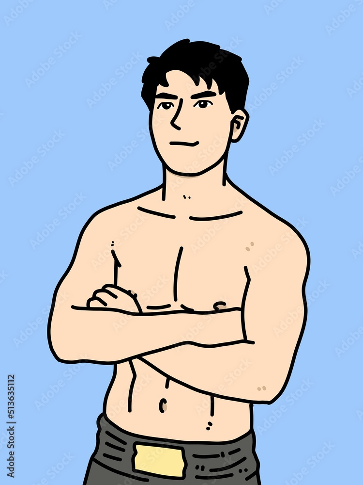 Fototapeta premium cute man cartoon on blue background