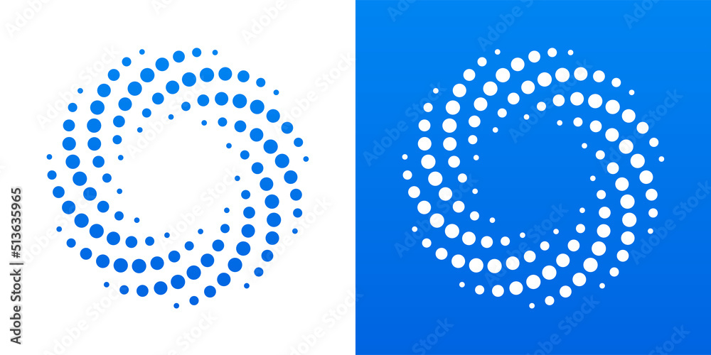 Swirling dotted circle icon vector. Dot whirl spiral illustration.