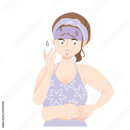 太ってショックを受ける女性のイラスト素材